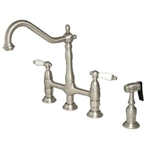 elements of design es1278plbs new orleans 8" center kitchen faucet with side sprayer, 8-3/4", brushed nickel