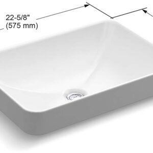 KOHLER 5373-0 Vox Rectangle Vessel Bathroom Sink, Vitreous China , 22-5/8" W X 16-1/8"L, White