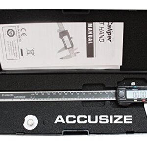 Accusize Industrial Tools 0-8'' / 0-200 mm Elctronic Digital Caliper with Extra Large Screen, Left-Hand, 0.0005''/0.01 mm Resolution, Ab11-L108