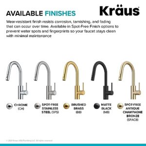 Kraus KPF-2620CH Oletto Single Lever Pull Down Kitchen Faucet, 16 Inch, Chrome