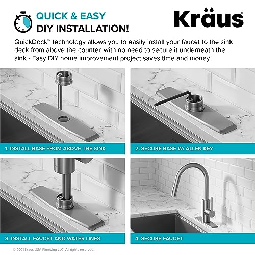 Kraus KPF-2620CH Oletto Single Lever Pull Down Kitchen Faucet, 16 Inch, Chrome