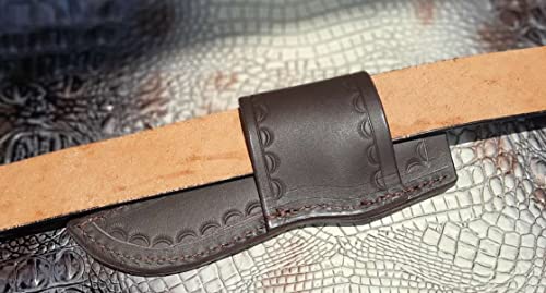 Custom Cross Draw Knife Sheath for Buck 102 Knife. The Sheath Is Made Out of 10 Ounce Water Buffalo Hide Leather the Leather Is Soft Pliable and Very Durable. This Sheath Can Be Worn on the Right or Left Hand Side. It Is Died Dark Brown with Border Toolin