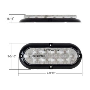 Partsam 2pcs 6" Oval 10LED Clear White Flange Mount Stop Turn Tail Truck Trailer Backup Reverse Light