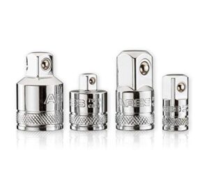 ares 70007-4-piece socket adapter and reducer set - 1/4-inch, 3/8-inch, & 1/2-inch ratchet/socket set extension/conversion kit - premium chrome vanadium steel with mirror finish