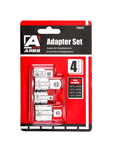 ARES 70007-4-Piece Socket Adapter and Reducer Set - 1/4-Inch, 3/8-Inch, & 1/2-Inch Ratchet/Socket Set Extension/Conversion Kit - Premium Chrome Vanadium Steel with Mirror Finish