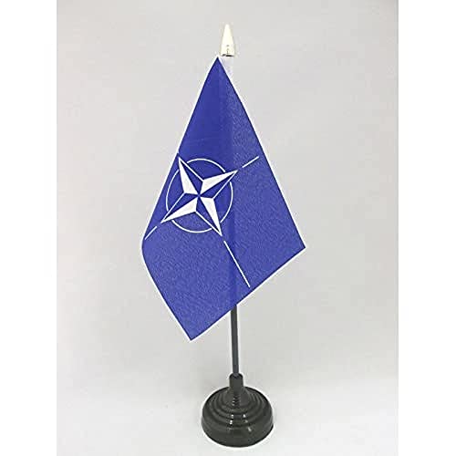 AZ FLAG NATO Table Flag 4'' x 6'' - North Atlantic Treaty Organization Desk Flag 15 x 10 cm - Golden Spear top