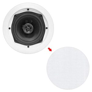Pyle PDIC51RD 150 Watt 5.25 Inch Round Flush Mount in-Wall or Ceiling Home Audio Subwoofer Speaker System, Pack of 8, White