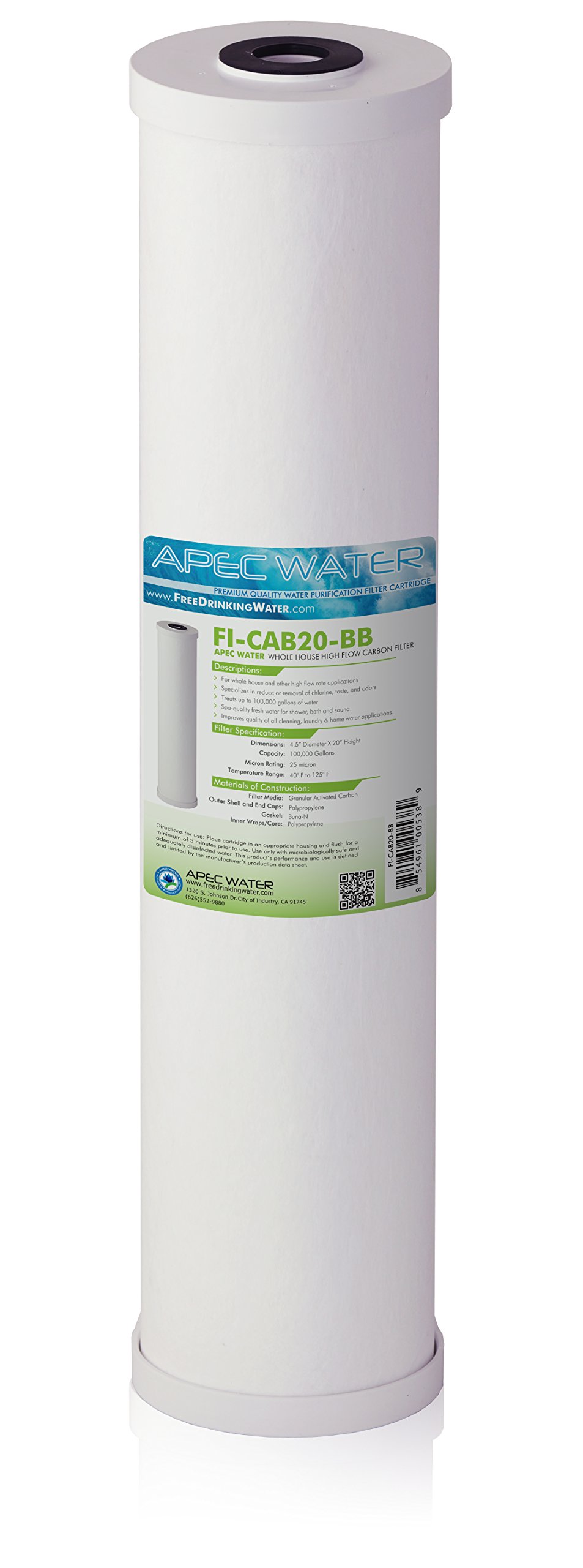 APEC 20" Whole House High Flow GAC Carbon Replacement Water Filter (FI-CAB20-BB)