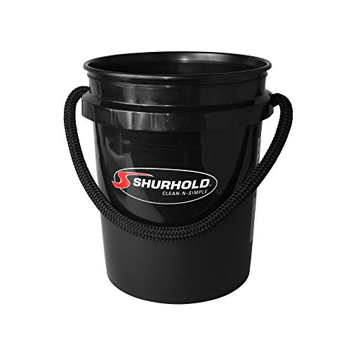 Shurhold 2452 Black 5 Gallon Bucket with Black Rope Handle