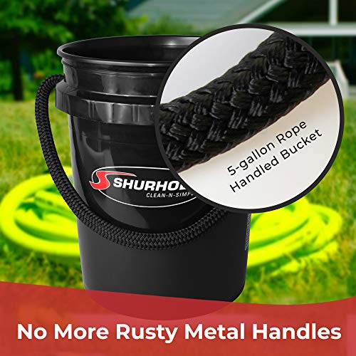 Shurhold 2452 Black 5 Gallon Bucket with Black Rope Handle