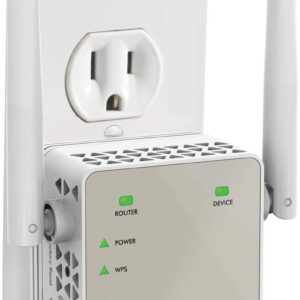 NETGEAR Wi-Fi Range Extender EX6120 - Coverage Up to 1500 Sq Ft and 25 Devices with AC1200 Dual Band Wireless Signal Booster & Repeater (Up to 1200Mbps Speed), and Compact Wall Plug Design, White