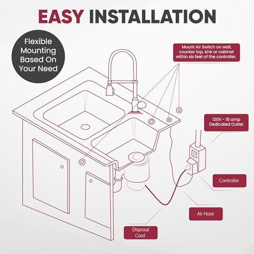 Westbrass ASB-B3-07 Sink Top Waste Disposal Replacement Air Switch Trim Only, Flush Button, Satin Nickel