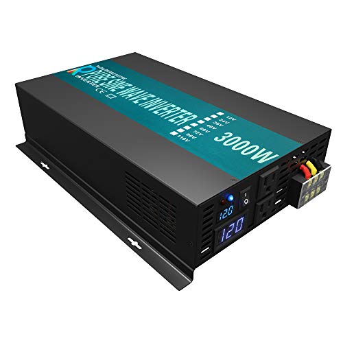 Reliable 3000W High Efficiency Pure Sine Wave Solar Power Inverter 12V 120V 60Hz Power Converter LED Display