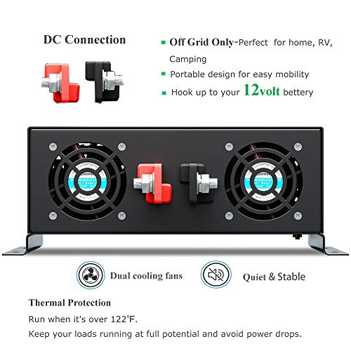 Reliable 3000W High Efficiency Pure Sine Wave Solar Power Inverter 12V 120V 60Hz Power Converter LED Display