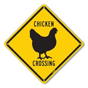 petka signs and graphics pkac-0029-na_10x10 "chicken crossing" aluminum sign, 10" x 10", black on yellow