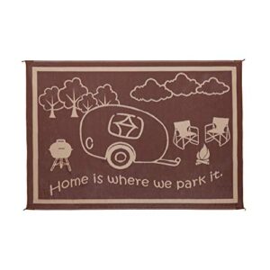 stylish camping 8-feet x 18-feet outdoor rv home patio reversible mat - brown/beige