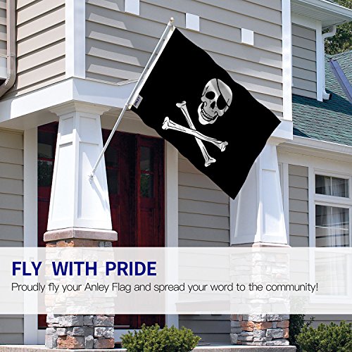 Anley Fly Breeze 3x5 Foot Jolly Roger Flag with Patch - Vivid Color and Fade proof - Canvas Header and Double Stitched - Pirate Flags Polyester with Brass Grommets 3 X 5 Ft