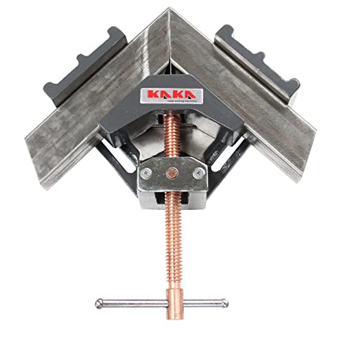 KAKA INDUSTRIAL AC-100 Angle Clamp, Solid Construction, 90 Degree Welding Angle Clamp, Heavy-Duty Cast-Iron Angle Clamp Vice