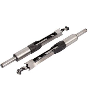 uxcell square hole drill bit, 1/2" high-carbon steel hollow chisel mortise power tool for woodworking 2 pcs (silver & black)