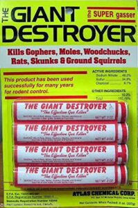 atlas giant destroyer smoke bombs 12 pack (48 sticks) kills moles gophers skunks rats squirrels