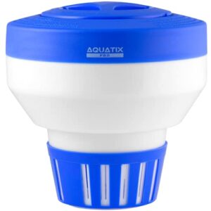 aquatix pro pool chlorine floater dispenser for 1 to 3 inch tablets, large & durable floating dispenser for spa, hot tubs, in-ground & above ground small & large pools, adjustable flow rate