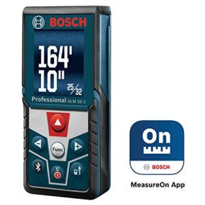 BOSCH Blaze GLM50C Bluetooth Enabled 165ft Laser Distance Measure with Color Backlit Display