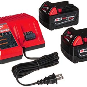 Milwaukee 48-59-1850 M18 RED LITHIUM XC 5.0 Ah Batteries (2) + 48-59-1812 M12 and M18 Multi Voltage Charger kit