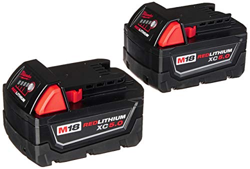 Milwaukee 48-59-1850 M18 RED LITHIUM XC 5.0 Ah Batteries (2) + 48-59-1812 M12 and M18 Multi Voltage Charger kit