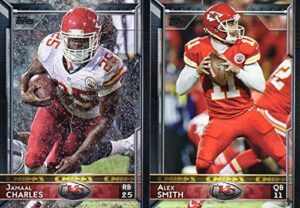 kansas city chiefs 2015 topps nfl football complete hand collated regular issue 16 card team set including alex smith, jamaal charles plus