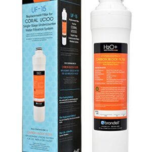 Brondell UF-15 Single-Stage Carbon Block Water Filter Replacement for Coral Under Sink Filtration System, Lasts 6 Months