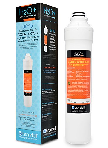 Brondell UF-15 Single-Stage Carbon Block Water Filter Replacement for Coral Under Sink Filtration System, Lasts 6 Months