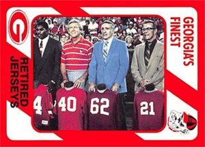 herschel walker, theron sapp, charley trippi & frank sinkwich football card (georgia) 1989 collegiate collection #196 retired jerseys