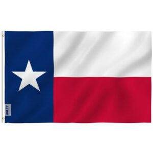 anley fly breeze 3x5 foot texas state flag - vivid color and fade proof - canvas header and double stitched - texas state flags polyester with brass grommets 3 x 5 ft