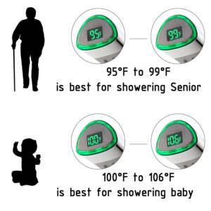 YOO.MEE LED Thermometer Handheld Shower Heads, Water Powered Light to Display Fahrenheit, Special for Skin Showering, Child and Pet Shower, Shower Accessories w/ 79'' Hose, Bracket, Polished Chrome