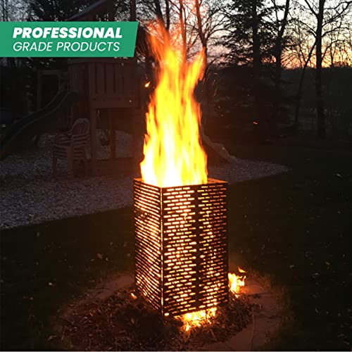 Professional Grade Products Burn Box, 35 Inch 67 Gallon Heavy Gauge Stainless Steel Burn Barrel Yard Waste Incinerator Cage with Lid for Paper Leaf Trash Wood and Backyard Bonfires