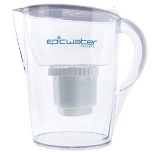 epic water filters pure filter pitchers for drinking water, 10 cup 150 gallon filter, tritan bpa free, removes fluoride, chlorine, lead, forver chemicals