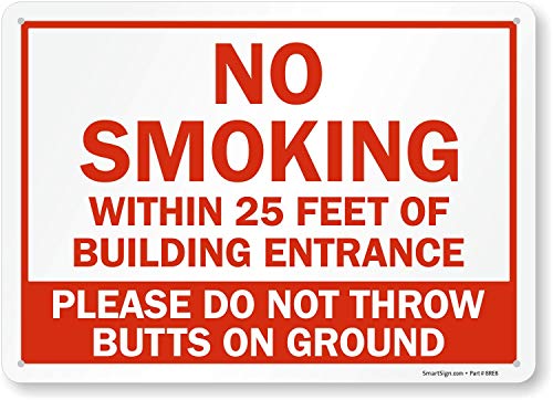 "No Smoking Within 25 Feet of Building Entrance" Sign by SmartSign | 10" x 14" Plastic