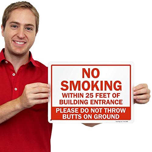 "No Smoking Within 25 Feet of Building Entrance" Sign by SmartSign | 10" x 14" Plastic