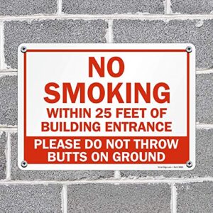 "No Smoking Within 25 Feet of Building Entrance" Sign by SmartSign | 10" x 14" Plastic