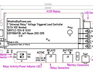 WindAndSunPower.com 1 Universal Relay Voltage Triggered Load Controller “with Delays, Circuit Board Only!” 1URVTLC-1224-B (Green LCD)