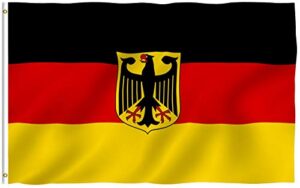 anley fly breeze 3x5 foot german state ensign flag - vivid color and fade proof - canvas header and double stitched - germany eagle flags polyester with brass grommets 3 x 5 ft