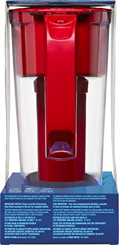 Brita Water Filter Pitcher for Tap and Drinking Water with 1 Standard Filter, Lasts 2 Months, 6-Cup Capacity, Christmas Gift for Men and Women, BPA Free, Red