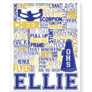 PrintChicks - Cheerleading Personalized Typography Print - Cheer Art Poster Decor for Girl's Room Cheerleader Gift