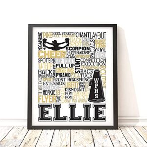 PrintChicks - Cheerleading Personalized Typography Print - Cheer Art Poster Decor for Girl's Room Cheerleader Gift