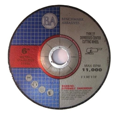 Benchmark Abrasives 6" Aluminum Oxide Depressed Center Thin Cut Off Wheel .045" Thick 7/8"Arbor, Metal Cutting Grinding Wheel, Angle Grinding Cutting Wheel - 25 Pack