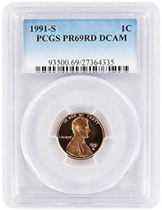 1991 s proof lincoln cent memorial pcgs pr 69 rd dcam new blue label