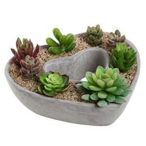 mygift gray cement succulent plant pot with drainage hole, heart shaped, for indoor plants cactus, flowers, home decor, wedding decor, birthday party decor