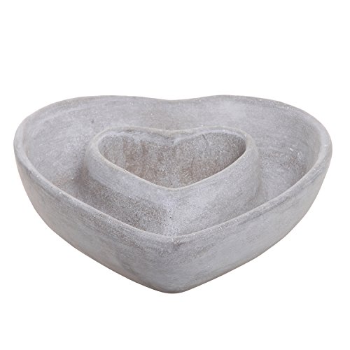 MyGift Gray Cement Succulent Plant Pot with Drainage Hole, Heart Shaped, for Indoor Plants Cactus, Flowers, Home Decor, Wedding Decor, Birthday Party Decor