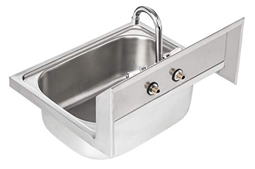 DuraSteel Stainless Steel Sink - NSF Commercial Wall Mount Kitchen Sink - Small Hand Sink with 12" x 10" x 5.5"D Wash Basin - With Sink Strainer and Faucet - For Laundry, Restaurants, Bars, and More