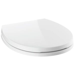 delta -faucet morgan round front slow-close white toilet seat with non-slip seat bumpers, white 801903-wh